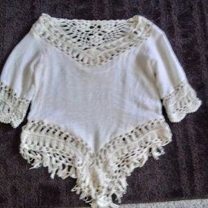 Beige top with fringe size small